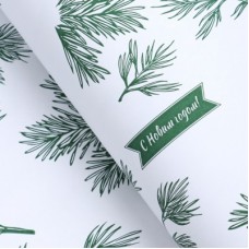 Бумага упаковочная крафтовая "Еловые веточки", 72 см